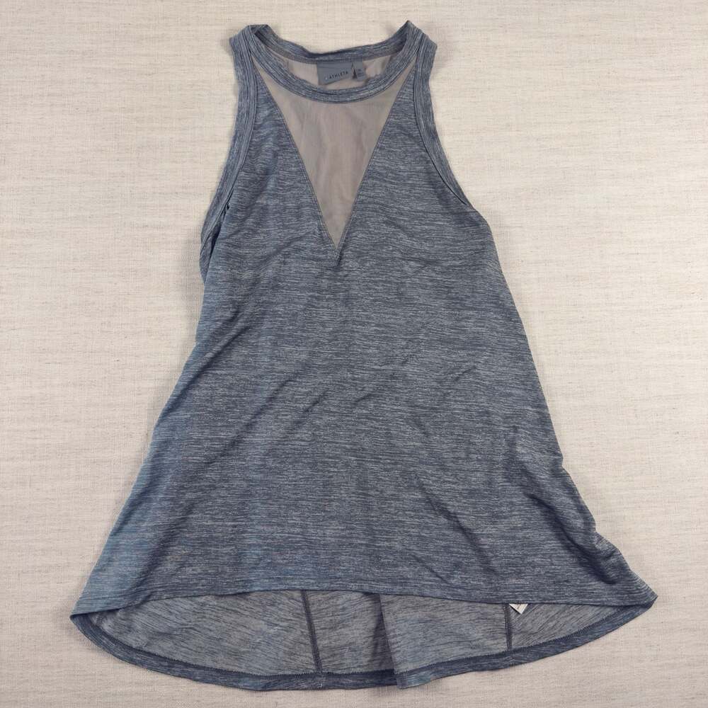 Athleta Utopia Tank Top Womens M Medium Mesh Racerback Gray Athletic Stretch